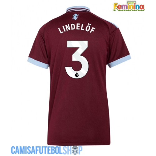 Camisa de time de futebol Aston Villa Victor Lindelof #3 Replicas 1º Equipamento Feminina 2026-27 Manga Curta